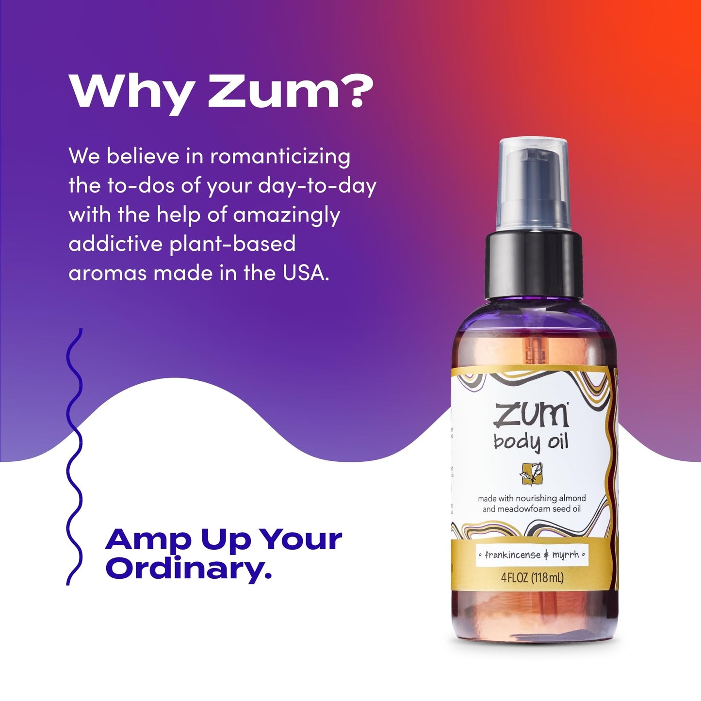 Indigo Wild Zum Frankincense & Myrrh Body Oil - Nourishing Body Massage Oil for Massage Therapy & Hydration - Nourishing, Vegetarian Massaging Oil with Sweet Almond Oil - 4 fl oz