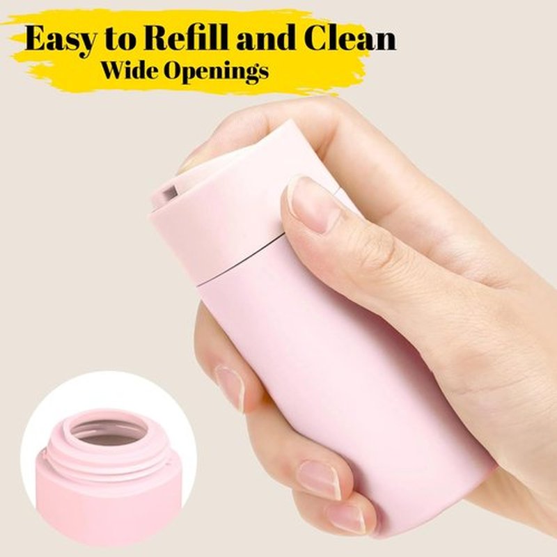 FANPOI 5pcs Travel Cream Dispenser Bottles Set Travel Bottles Toiletry Containers Set, TSA Approved, Travel Essentials (Pink)