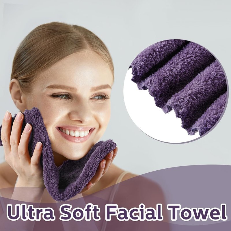 Ultra Soft Microfiber Washcloths - 100 Pack Quick Dry & Absorbent | 12 x 12 Inch Dark Purple for Sensitive Skin