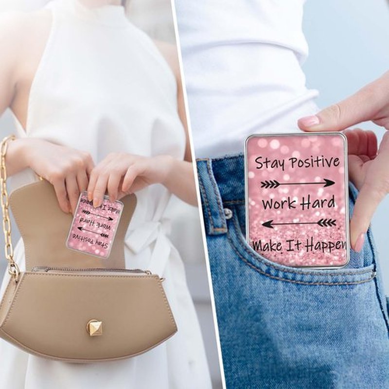 dcdcee Pocket Mirror, Small Travel Mirror with Magnification, Portable Double-Sided Magnifying Cosmetic Mirror for Daily (Positive)