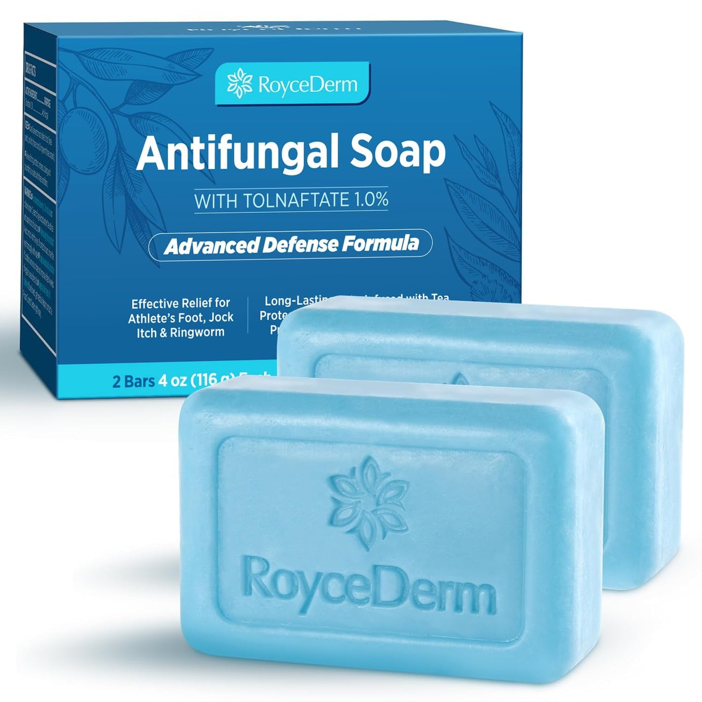 Roycederm Antifungal Soap Bar with Tolnaftate 1% – Extra Strength Medicated Treatment for Athlete’s Foot, Jock Itch & Ringworm – Tea Tree Oil Body Soap for Men, Daily Protection