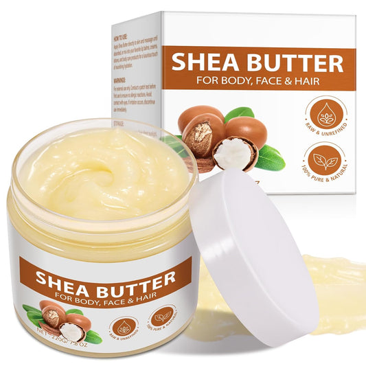 Raw Shea Butter - Pure Natural Moisturizer for Face & Body | Long-Lasting Hydration, 7.8 oz