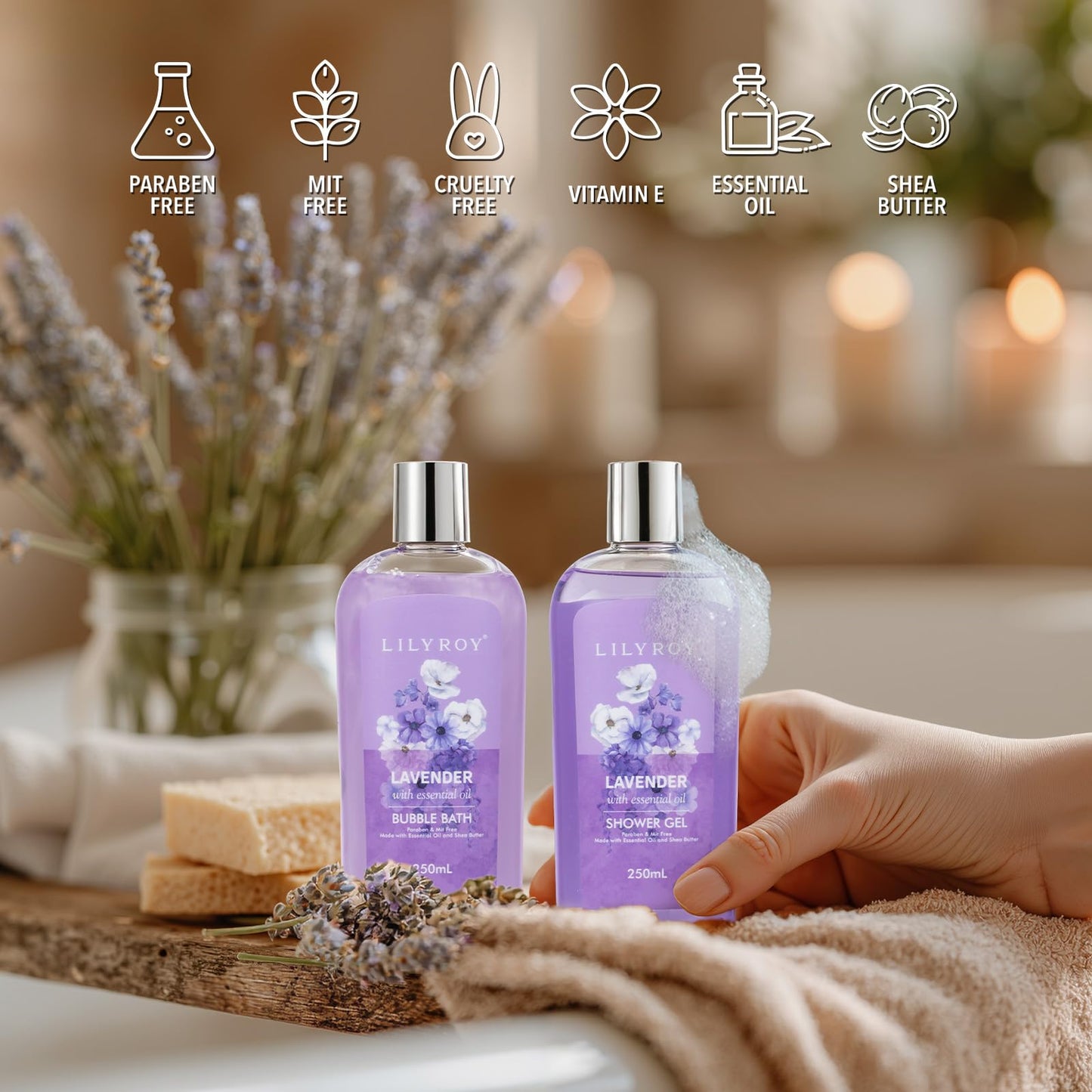 Spa Gifts Set, Birthday Gift for Mom - Lavender Spa Gift Baskets for Women