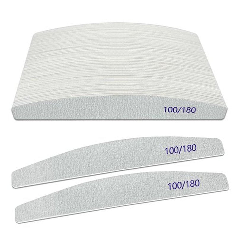 Nail Files (50 Pack), 100/180 Grit Wooden Emery Board Nail File Double Sided Wood Emory Fingernail Files for Natural Nails Professional Reusable Manicure Pedicure Curved