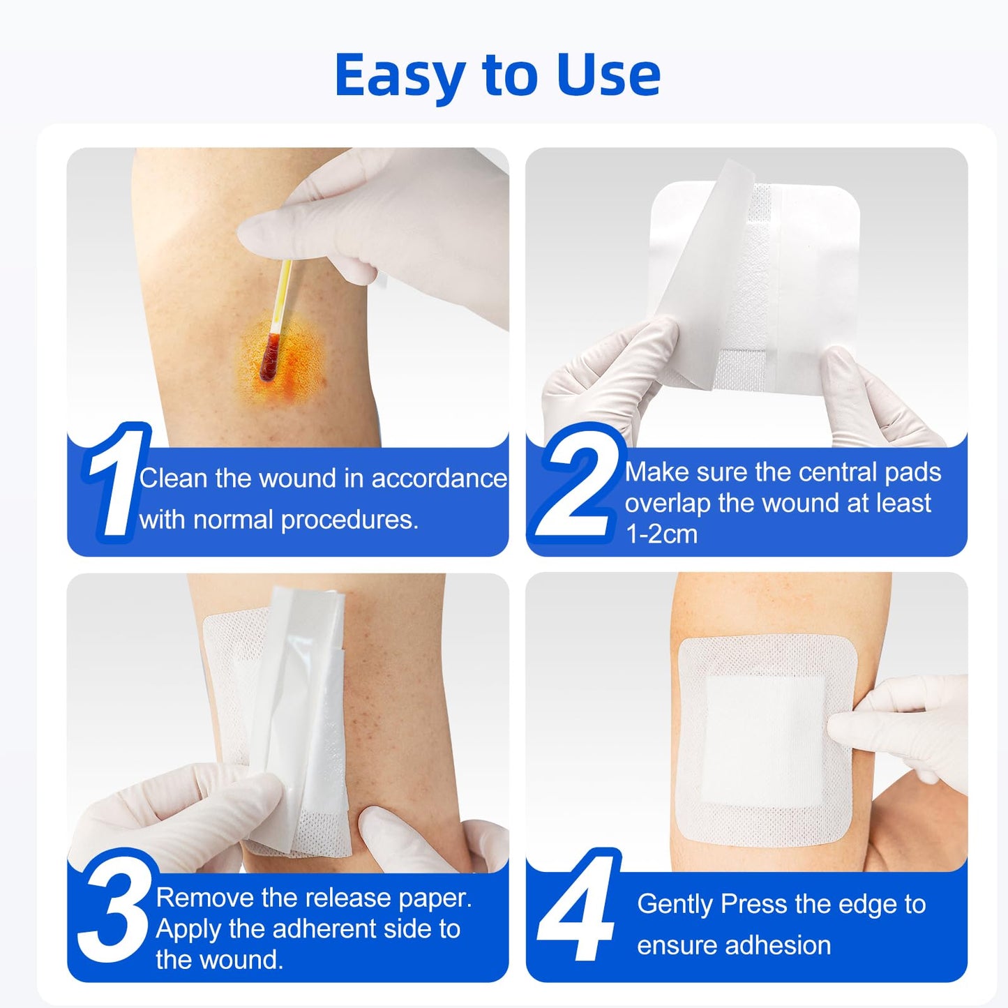 Niceful 50Pcs Adhesive Gauze Island Dressing 6"x6", Water-Resistant Wound Dressing, Sterile & Absorbent Medical Grade Dressing Pad First Aid Dressing Pads