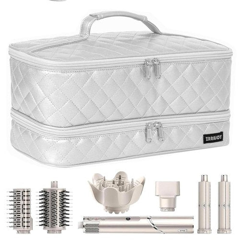 ZRRAJOY Double Layer Storage Case For Shark Flexstyle, Travel Carrying Case For Shark 430/440 Flexstyle, Organizer Bag For Shark Flexstyle/Dyson Airwrap Styler Attachments (Silver)