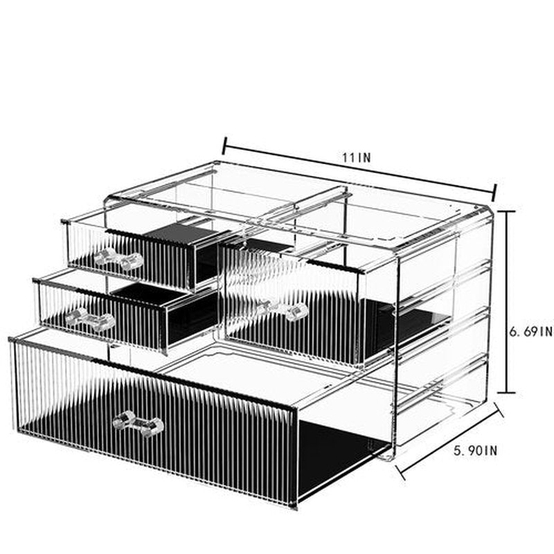 ZHIAI Stackable Storage Drawers, Acrylic Bathroom Counter Organizer Clear Makeup Organizers for Vanity, Kitchen Cabinets, Bathroom, Undersink, Home Organization and Storage (4 Drawers, Pattern B)