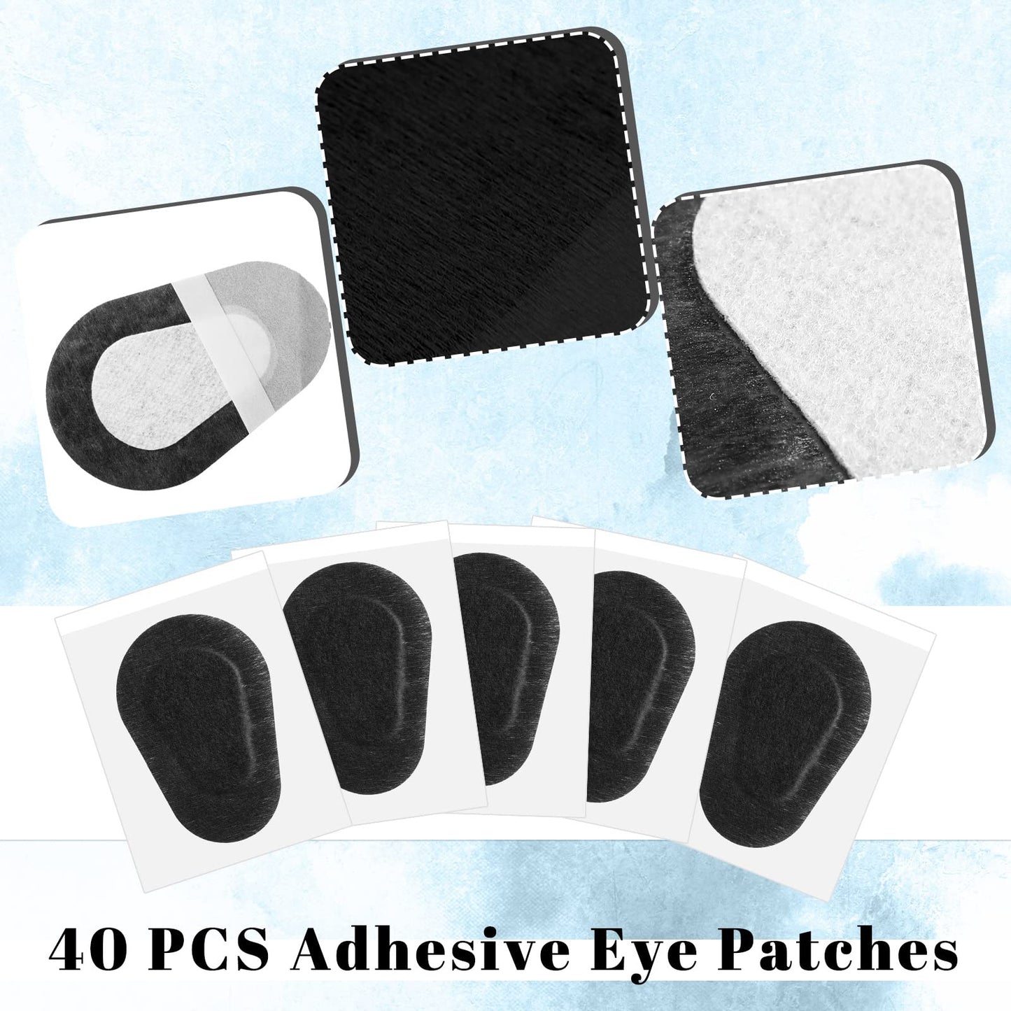 Panitay 40 Pcs Adhesive Eye Patches for Adults Eye Patch for Disposable Breathable Amblyopia Lazy Adhesive Bandages for Men(3 x 2 Inch,Black)