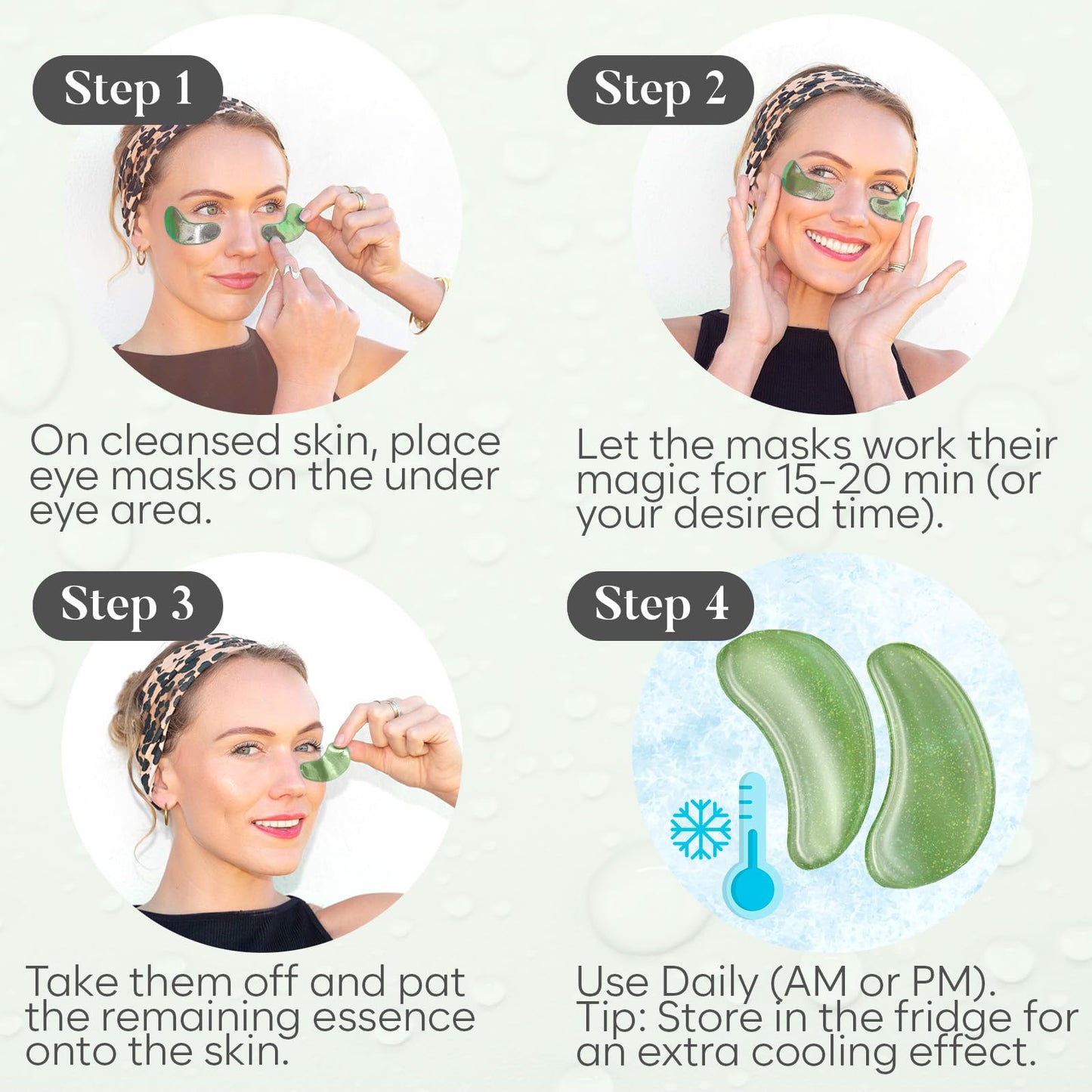 BLOOMORA Green Tea Under Eye Patches (20 Pairs) - Dark Circles & Puffiness Care - Hydrating Eye Mask for Dark Circles and Puffiness