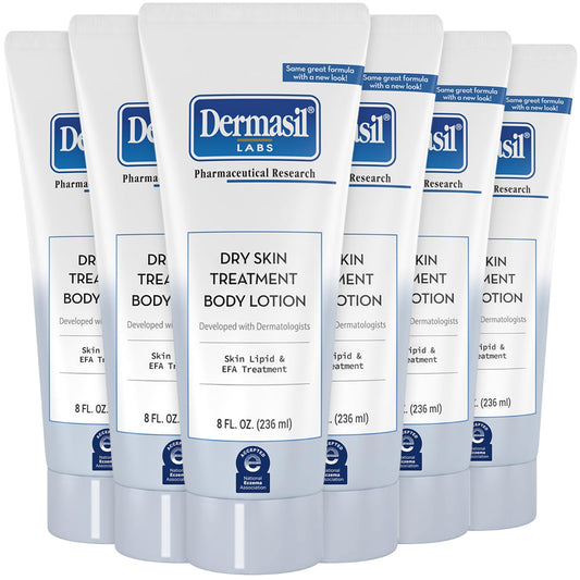 Dermasil Body Lotion, Dry Skin Treatment, 6-Pack – Non-Greasy, Fast-Absorbing, Fragrance-Free Lotion, Cruelty-Free, 8 Oz Ea
