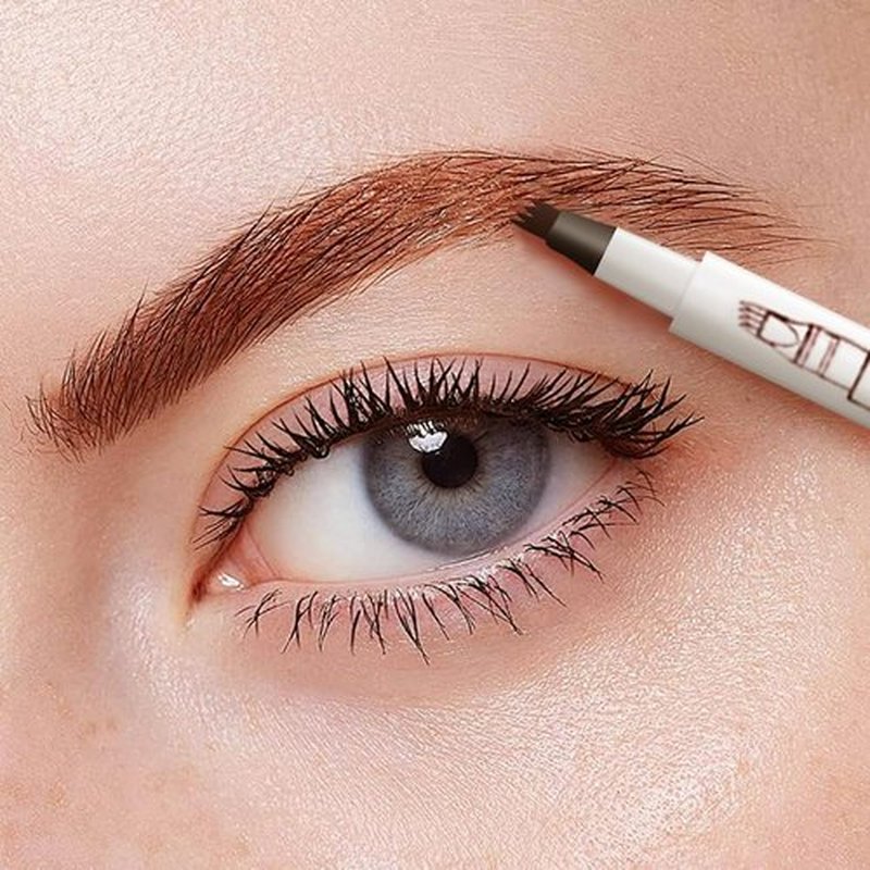 2025 New 3D Magic Microblading Eyebrow Pencil, 2PCS Waterproof Brow Pencil with Micro-Fork Tip,Long lasting Makeup Eyebrow Pencil Fine Stroke Natural Gap Filling Eyebrow (Gray)