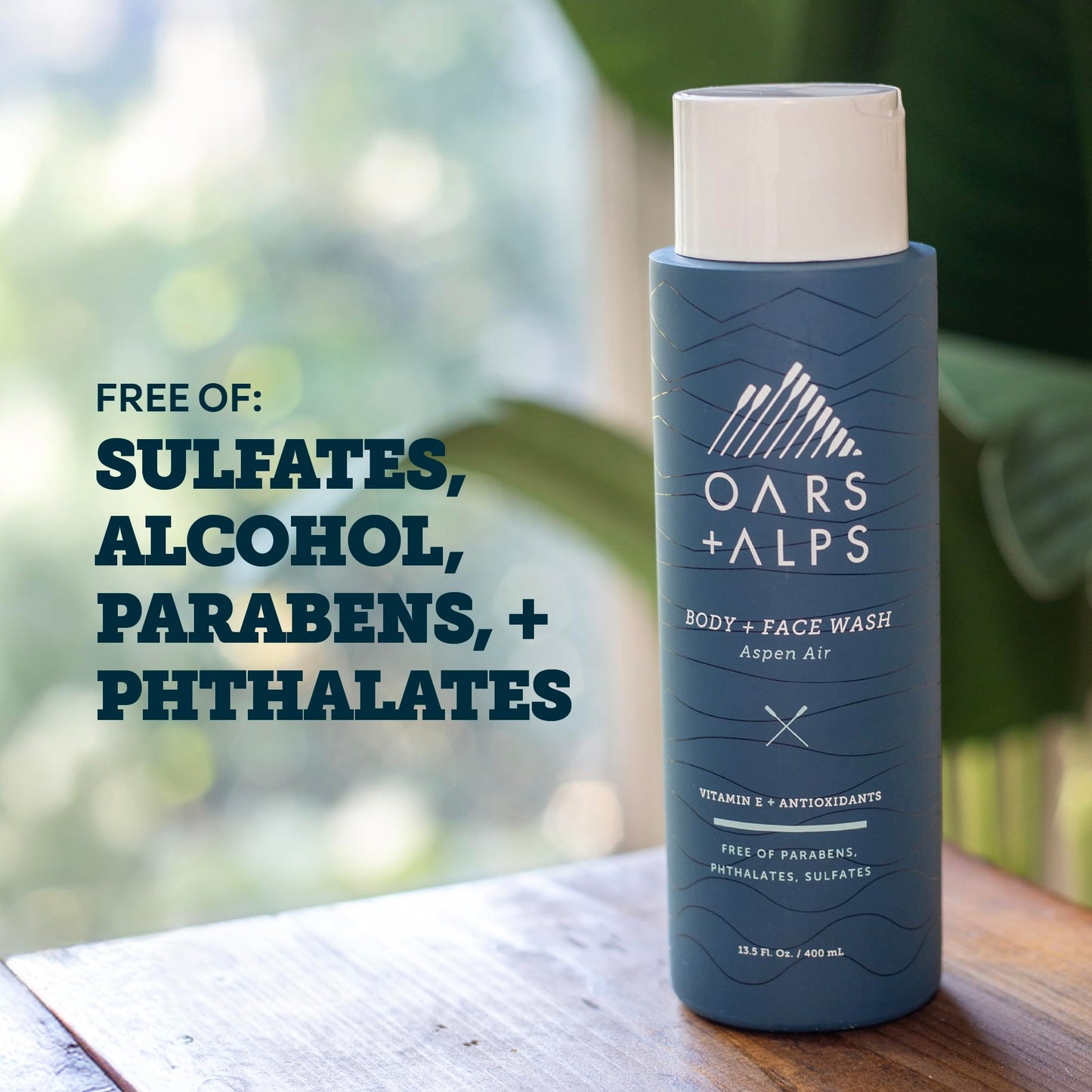 Oars + Alps Body Wash for Men, Mens Body Wash & Face Cleanser with Vitamin E & Antioxidants, Moisturizing, Paraben & Sulfate Free Cleanser, Aspen Air, 2pk