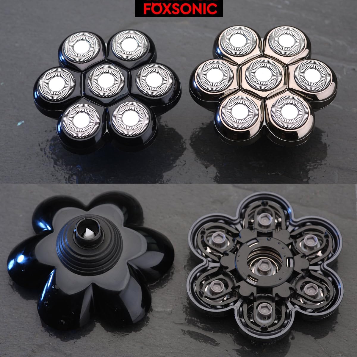 FOXSONIC Universal Magnetic 7 Blades Head Shaver Replacement Blades for Head Shaver and Other Brands Head Shaver (CX7 BLACK)