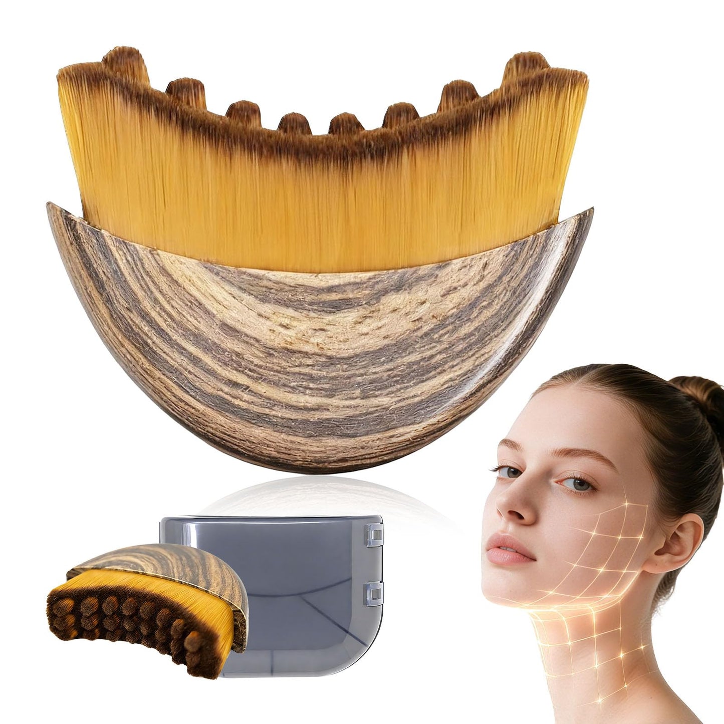 Lymphatic Contour Face Brush, Soft Contour Face Brush for Lymphatic Drainage, Chin & Jawline Sculpting, Dry Lymphatic Drainage Massager, Ergonomic Skin Fit Design to Reduce Puffiness, Relieve Fatigue