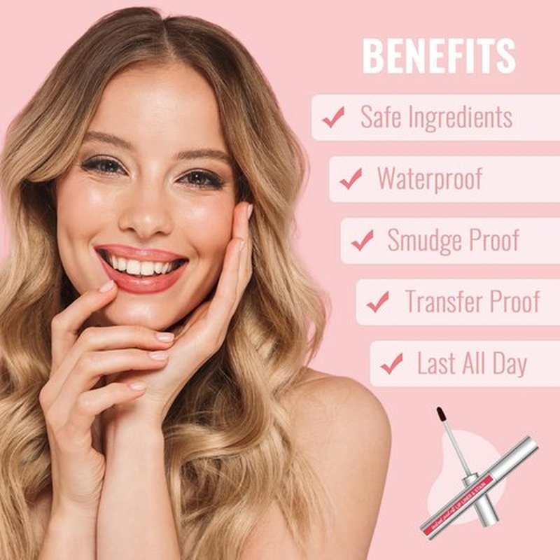 Lip Liner - Lip Liner Stain, Peel Off Lip Liner Tattoo, Long Lasting Lip Stain Peel Off with Natural Finish, Easy to Use, Waterproof, Smudge-proof, Transfer-proof, Highly Pigmented Color, Rose