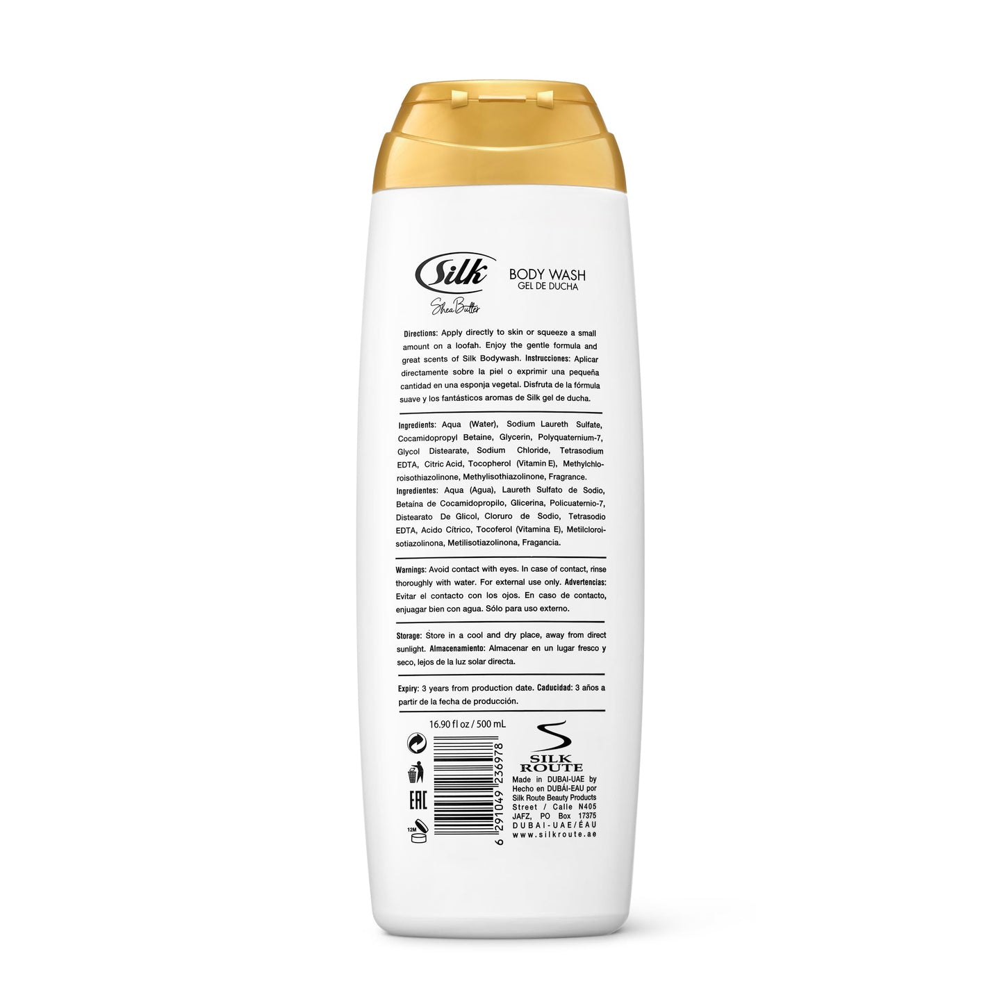 SILK Moisturizing Body Wash for Woman & Man - Daily Hydrating Shower Gel and Foaming Cleanser with Vitamin E and Glycerin, Rich Lather for Dry Skin Care, Shea Butter Scent, 16.9 Fl Oz