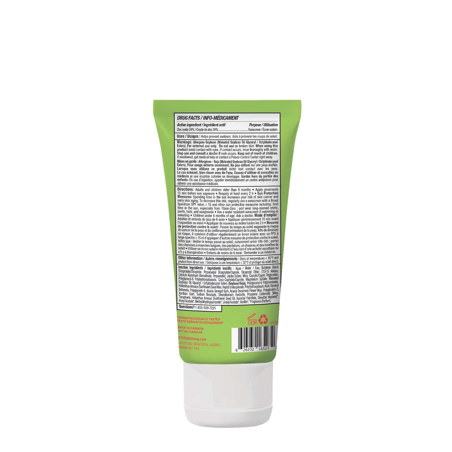 ATTITUDE Kids Mineral Sunscreen SPF 50, Broad Spectrum Zinc Oxide, EWG Verified, Mineral-Based, Non-Nano, Lightweight Cream for Face & Body, Gentle Formula, Watermelon & Coco Scent, 3 Oz