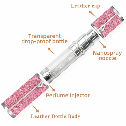 muilsae AB00DB Leatherette Refillable Perfume Atomiser 5ml, Bottom Fill Perfume Bottle, Portable and Leak-proof Suitable for Women and Men (AB00DB 5ml)