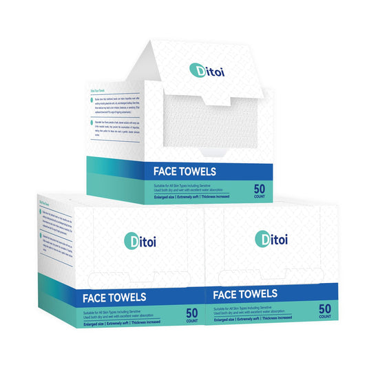Ditoi Disposable Face Towels XL, Soft Cotton Facial Cleansing Cloths, Dry Face Towelettes for Makeup Removal, Sensitive Skin & Daily Skin Care,10"×12",150 Count (3 Pack)