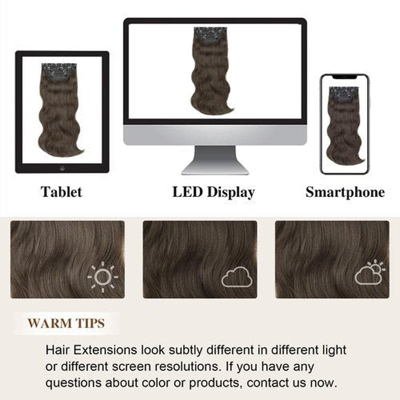 HANYUDIE Clip in Hair Extensions 20 Inch Brown Clip in Hair Extensions for Women 4 PCS Classic Synthetic Long Wavy Hair Extensions Clip ins 11 Clips 210g (Dark Brown)