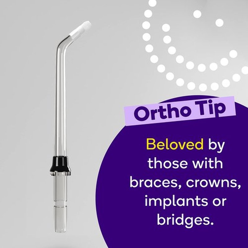 BURST Water Flosser Replacement Tips for Fresh Breath, Healthy Teeth & Gums, Plaque Removal Between Teeth, Braces & Dental Work - 2pk (Ortho)