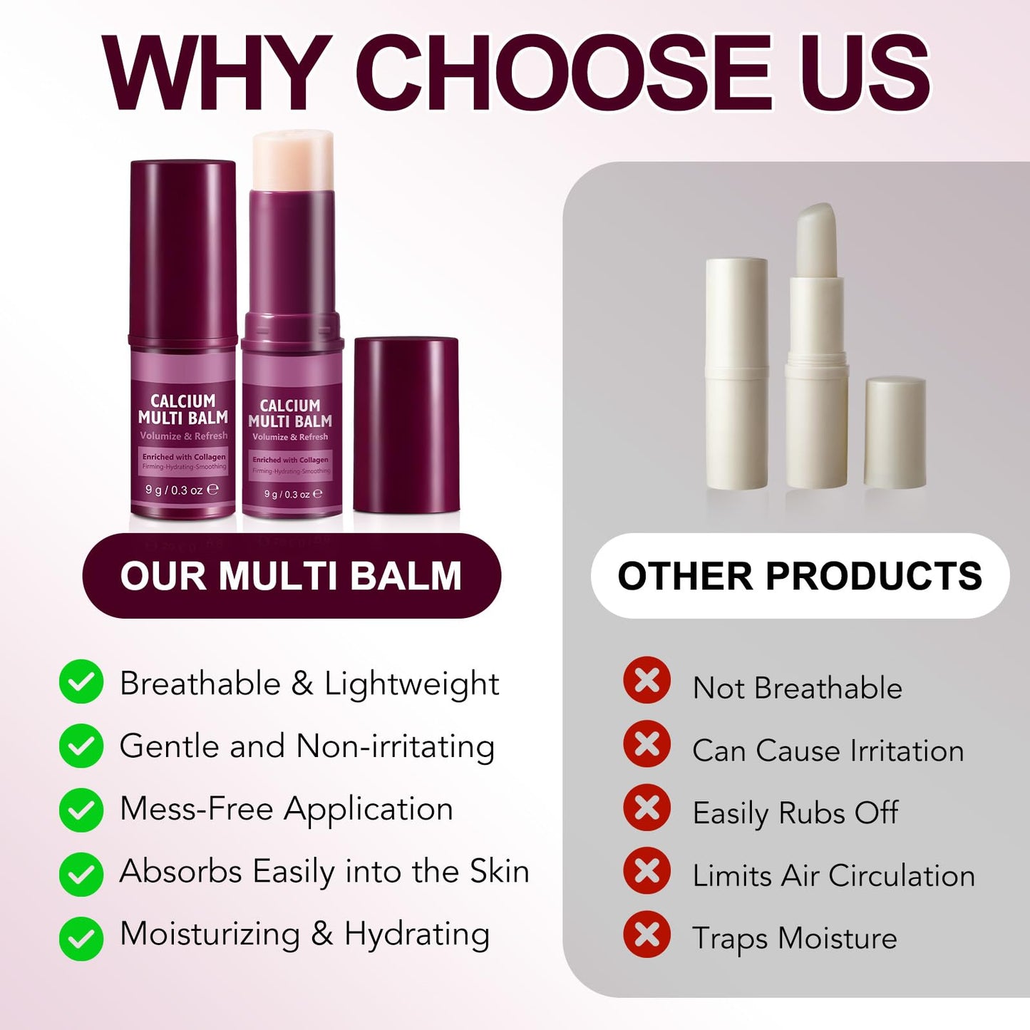 BKKTfBWK Collagen Infused Solid Moisturizing Balm Stick – Portable Skincare for Instant Hydration & Soothing, Improves Elasticity & Youthful Glow, Travel-Friendly Face & Body Balm, 1PC
