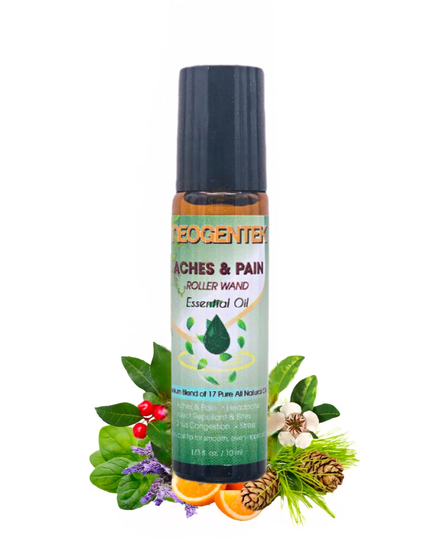 Aches & Pains Essential Oil Blend | Crafted from 17 Pure Botanical Oils | Natural Comfort & Relaxation – Aromatherapy Roll-On for Muscles & Joints, Headache – 10ml (Aches & Pains)