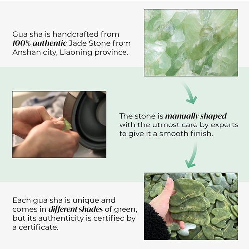 PLANTIFIQUE Gua Sha Facial Tools - Massage Tool - Jawline Sculptor - Face Sculpting Tool for Your Skin Care Routine - Jade Guasha