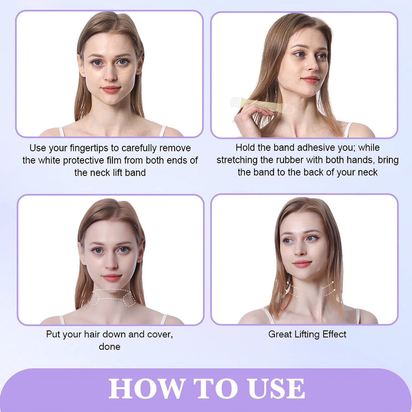 Neck Lift Tapes, Face Neck Lifting Sticker, Neck lift Patch Tool for Women Skin Care(4pcs neck bands, 20pcs replace tapes)