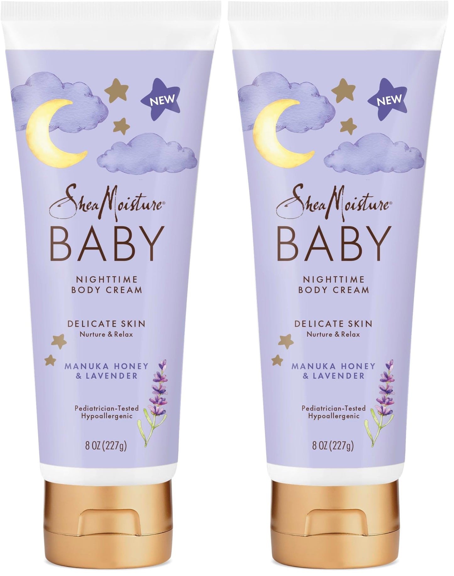 SheaMoisture Baby Moisturizer Manuka Honey & Lavender for Delicate Hair and Skin Nighttime Hair and Skin Care Regimen 8 oz,(Pack of 2)