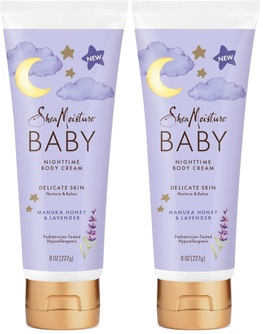 SheaMoisture Baby Moisturizer Manuka Honey & Lavender for Delicate Hair and Skin Nighttime Hair and Skin Care Regimen 8 oz,(Pack of 2)