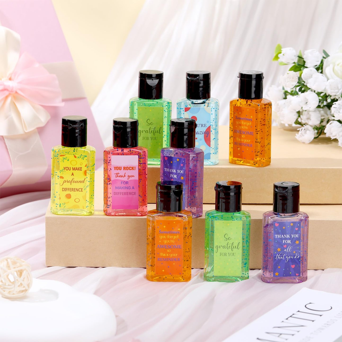 12 Pcs Thank You Mini Hand Sanitizer Bulk Travel Size 1oz Employee Appreciation Gift Team Small Hand Sanitizer Party Favor Difference Maker Gift for Volunteer Office Staff Coworker Teacher (Black)