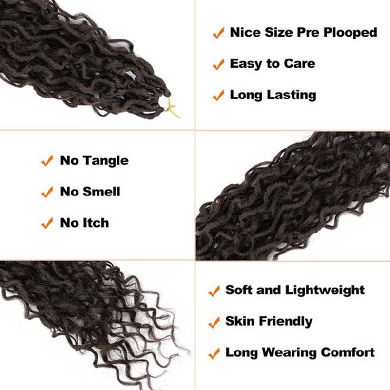 Goddess Locs Crochet Hair 18 Inch 8 Packs Faux Locs Crochet Hair For Black Women Crochet Hair Pre Looped Crochet Faux Locs With Curly Ends River Locs Crochet Hair(18 Inch, #4)
