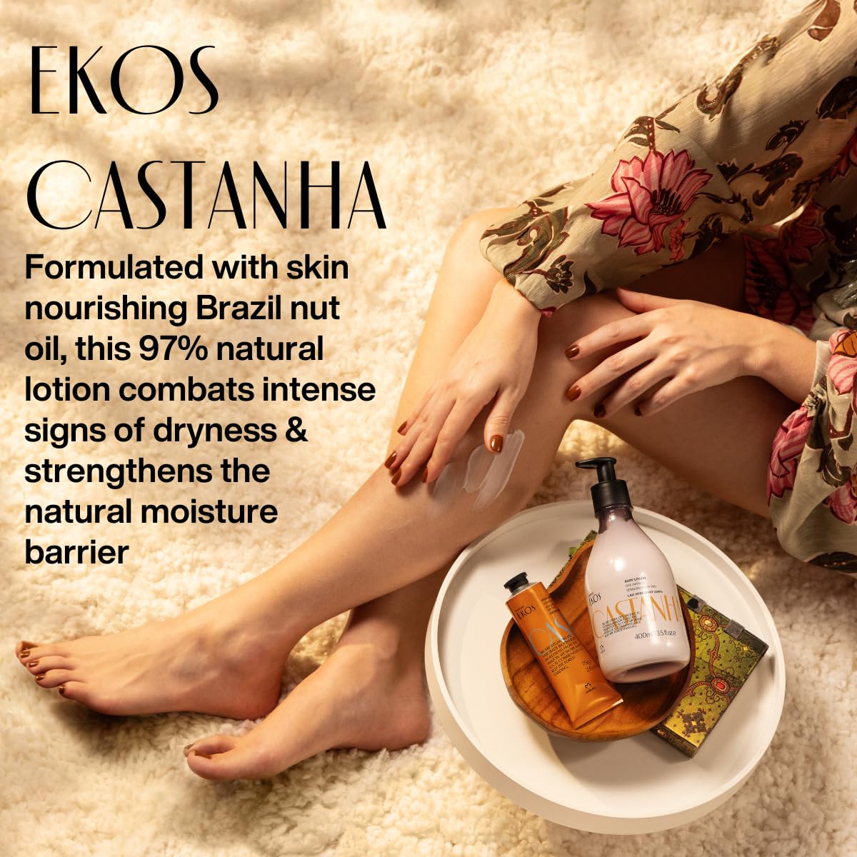 natura - Ekos Castanha (Brazil Nut) Renourishing Body Lotion - Anti-Dryness - Deep Skin Hydration Moisturizer - Vegan Skin Care - Brazilian Beauty Secrets - Self Care & Body Care - 13.5 fl oz (400ml)