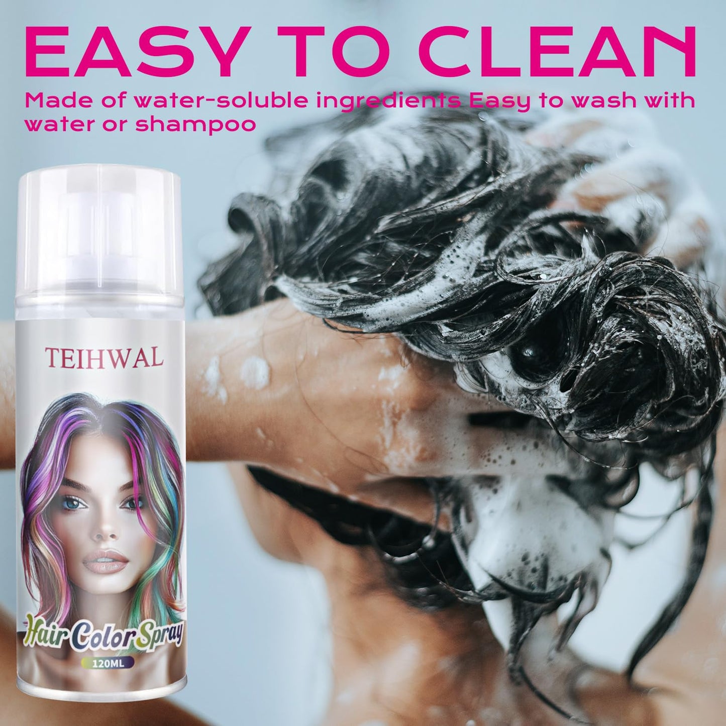 TEIHWAL Temporary Hair Color Spray Gray Hair Spray,One Time Use Grey Hair Dye for Christmas Halloween Cosplay Party-Gray