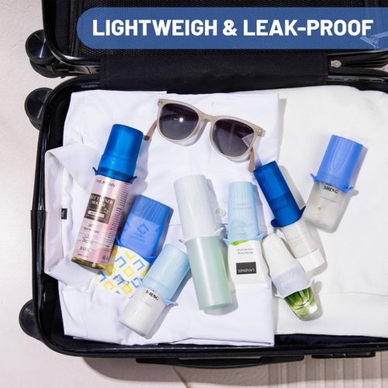 Mrsdry Travel Bottle Covers, Leakproof Elastic lids for Travel, Luggage Travel Accessories, Travel Size Toiletries Bottle Leaking lock, Prevent cosmetic leakage, Travel Essentials with Toiletry Bag