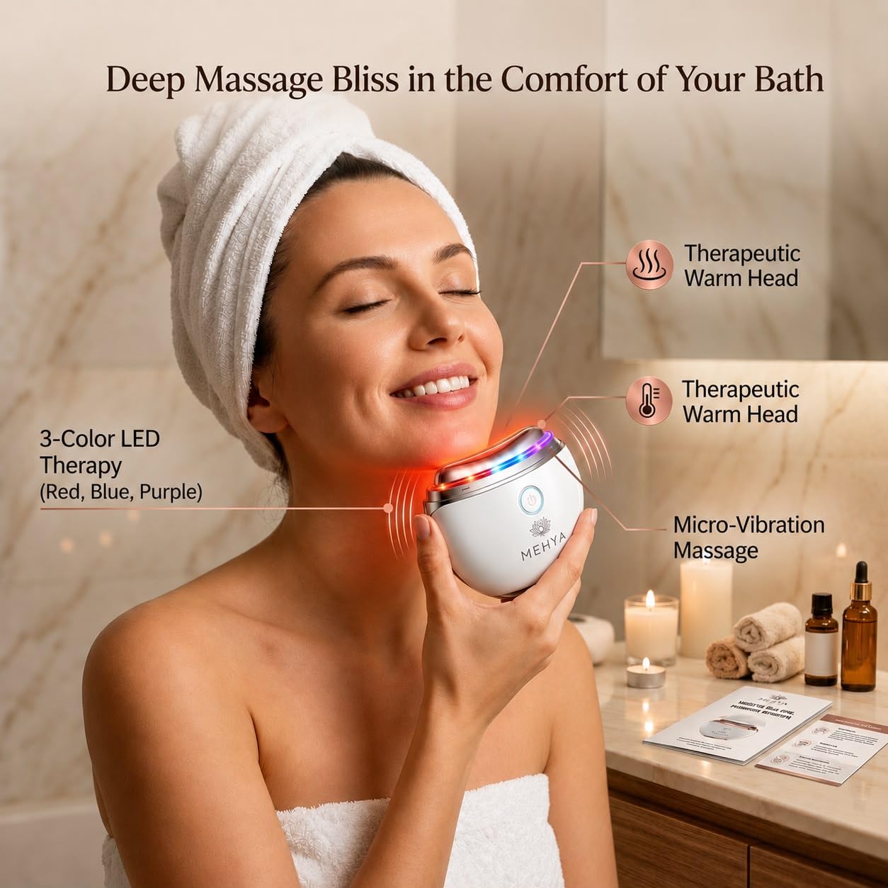 MEHYA Advanced Facial Massager – Professional Electric Gua Sha & Face Sculpting Tool with Heat, Vibration & Micro-Current for Face & Neck Lifting, Firming, Depuffing and Lymphatic Drainage, White