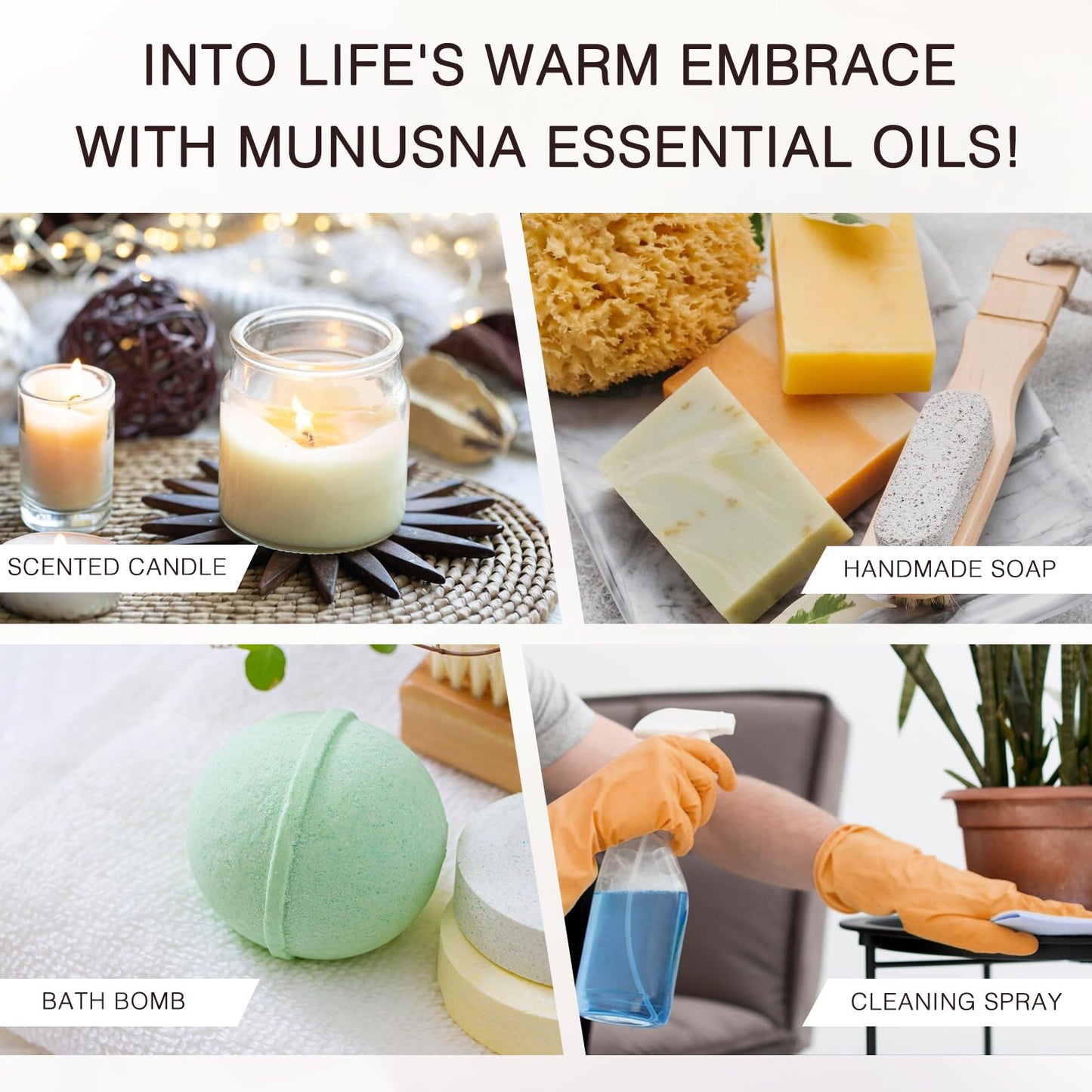MUNUSNA Lemongrass Essential Oil, 100% Natural & Pure Lemongrass Oil 100ML, Premium Grade Essential Oils Aromatherapy Scented Oils for Diffusers, Home Care, Skin, Laundry, Spray, Candle Soap Making