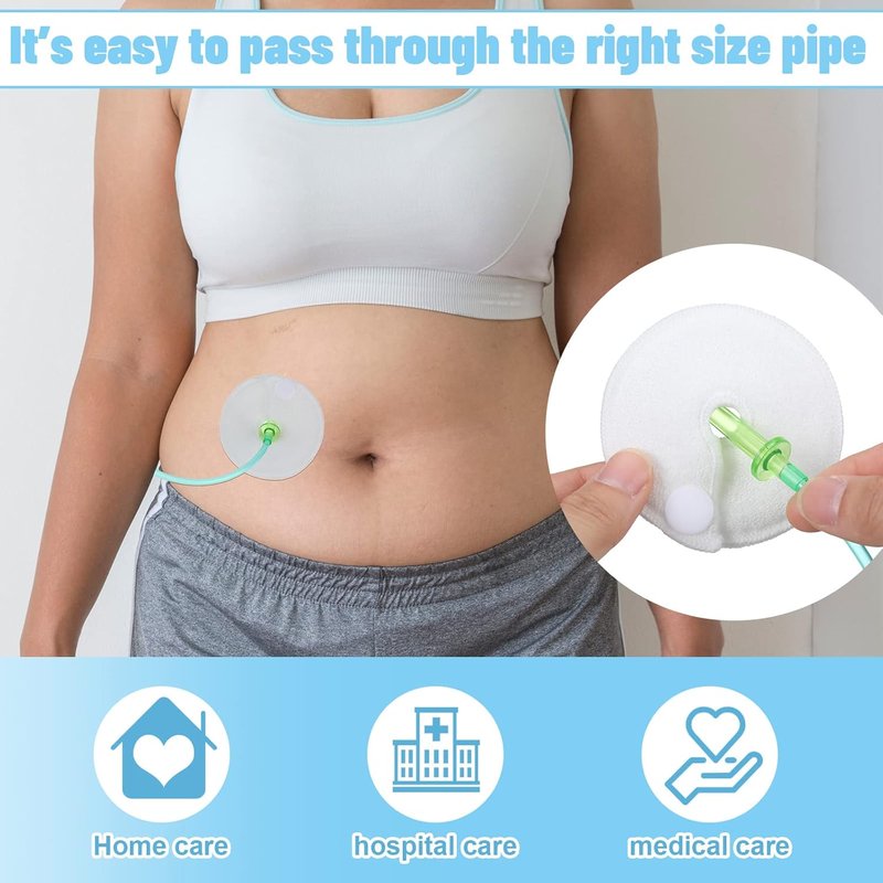 Feeding Tube Pads - Soft Cotton Button Covers for Nursing Care | 28 Packs, 3 Inch, White