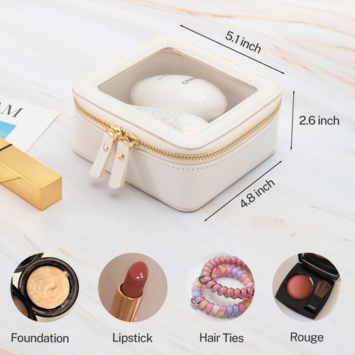 Aveniee Clear Makeup Bag Small, Mini Travel Toiletry Bag Cosmetic Bags Organizer, TSA Approved Clear Makeup Case Pouch with Zipper, Car Essentials for Women Men(Mini-White)