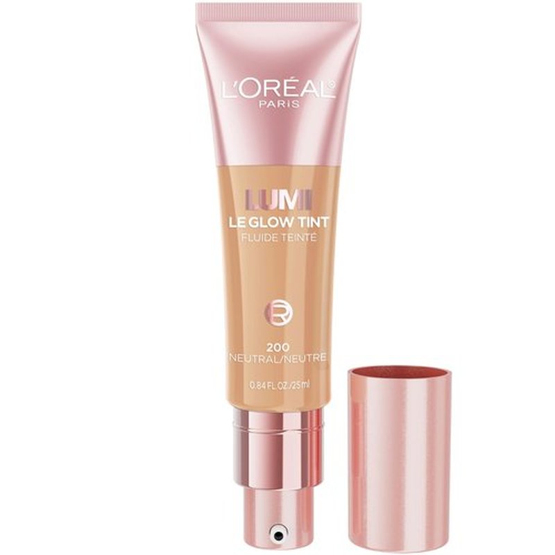 L’Oréal Paris Lumi Le Glow Skin Tint, Lightweight Water-Based Tinted Serum with Foundation-Like Coverage, Glow Illuminator, Neutral 200, 0.85 Fl Oz