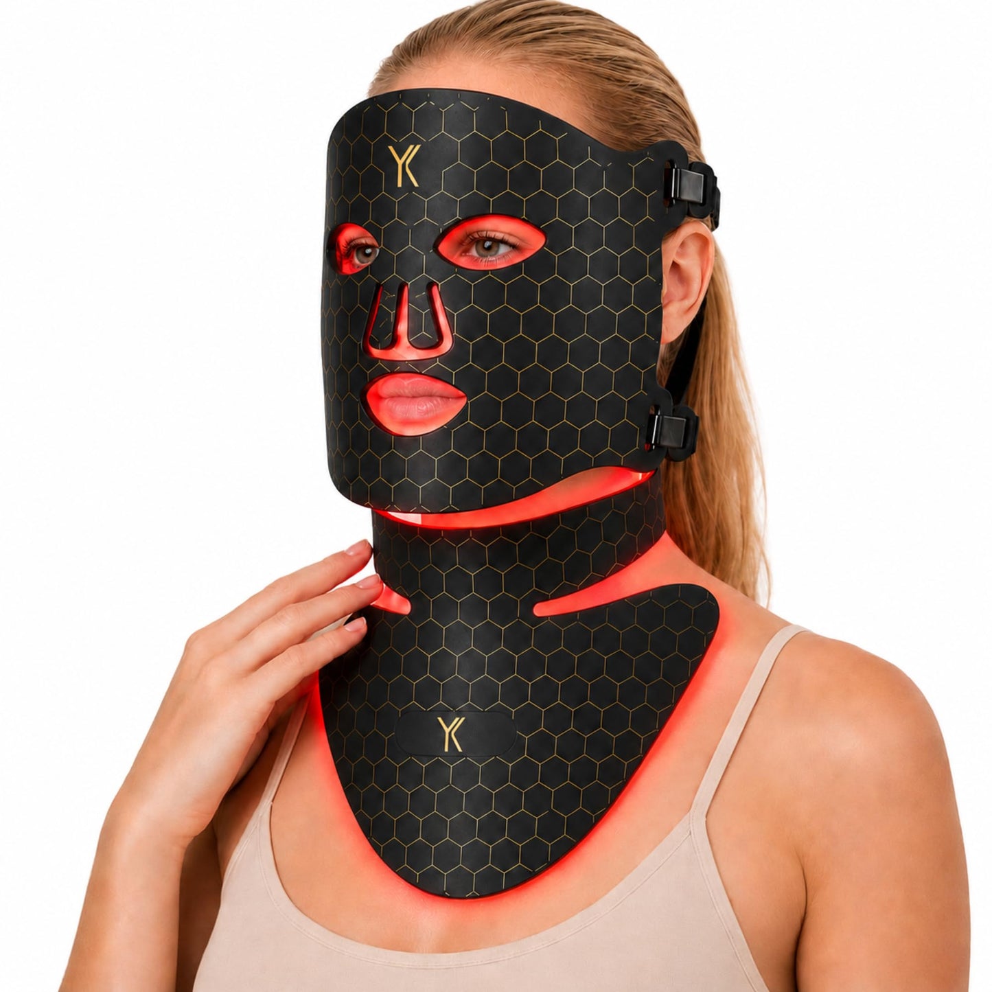 YIKIPRO LED Red Light Therapy Mask for Face, Neck and Chest, 7 Light Modes with 850nm NIR Light, 840 Beads, IPX6 Waterproof Rechargeable At-Home Skin Care Device
