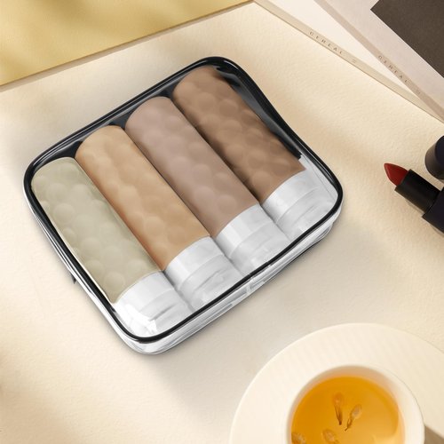Silevoler Travel Bottles for Toiletries, 4pcs Tsa Approved 3oz Travel Size Containers, BPA Free Leak Proof Premium Silicone Travel Bottles, Refillable Liquid Travel Accessories W/Toiletry Bag(Cream)