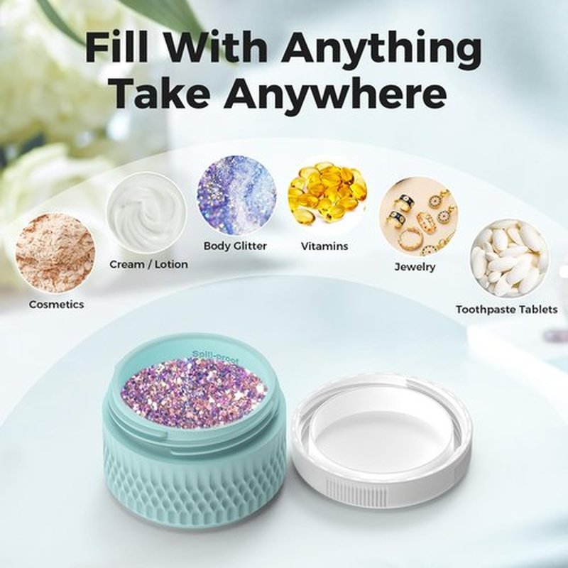 Travel Containers for Toiletries, Silicone Cream Jars BPA Free, TSA Approved 1.3oz Travel Size Containers, Leak-proof Travel Essentials with Lid for Cosmetic Face Hand Body Cream