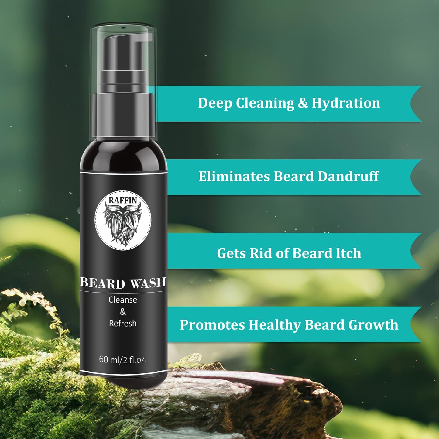 RAFFIN Beard Kit w/Beard Oil, Beard Balm, Beard Brush, Beard Comb, Beard Wash/Shampoo for Men's Self-care, Christmas & Stocking Stuffers for Adult Men, Birthday Gifts for Him Husband Boyfriend Dad