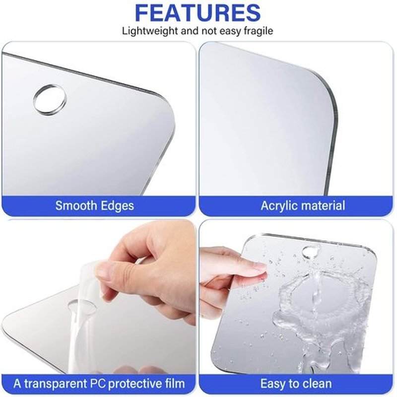 DFLLLO Large Fogless Shower Mirror, Anti-Fog Shower Mirror (11”X7.8 ”), Fog-Free Travel Shave Mirror, Shatterproof Shaving Mirror, Wall Hanging Mirror, Portable Makeup Mirror