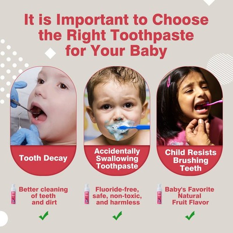 NOHOO Kids Foam Toothpaste with Fruit Flavor,Fluoride Free Natural Formul, Foam Toothpaste for Electric Toothbrush,Suitable for Toddler's Oral Cleaning and Cavity Prevention (2Strawberry+2Peach)