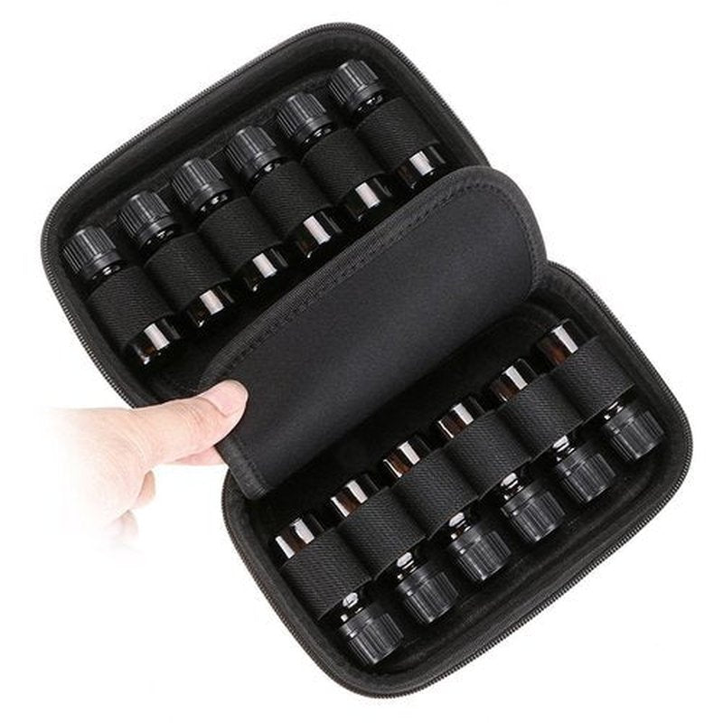 Hipiwe Hard Shell Essential Oil Carrying Case Holds 12 Bottles (Can hold 5ml, 10ml, &10ml Rollers) Travel Size Essential Oils Bag Organizer (Pink)