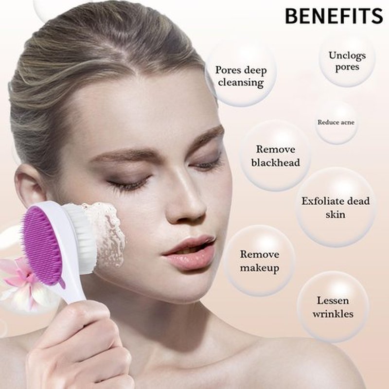 Beomeen Silicone Exfoliating Face Scrubber, 2 Pack Facial Cleansing Brush Handheld Face Exfoliator Scrubber Double Side Face Brush Cleanser for Deep Cleansing, Blackhead Makeup Removal