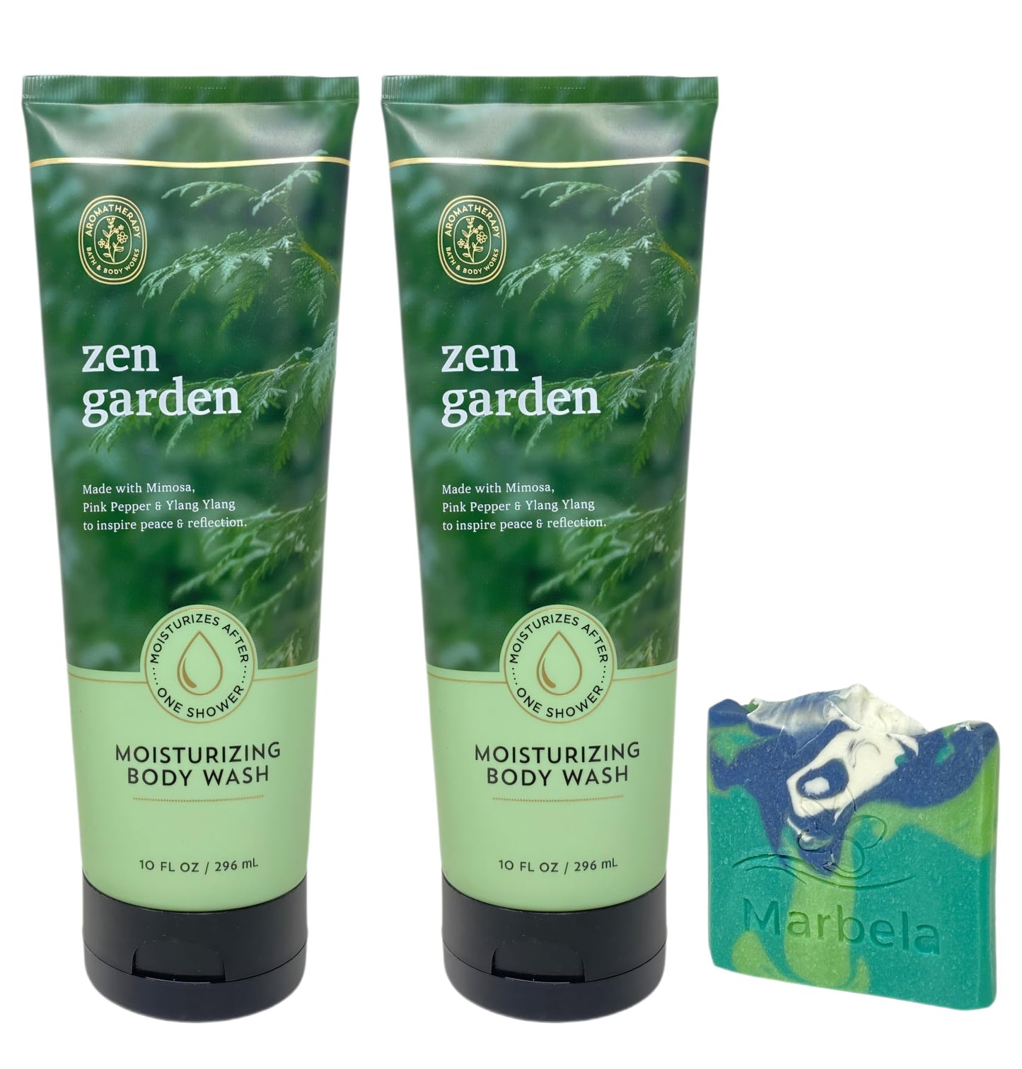 Bath & Body Works Aromatherapy Zen Garden 2 Moisturizing Body Washes with an Aloe Vera Sample Soap